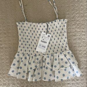Zara blue polka dot spaghetti strap